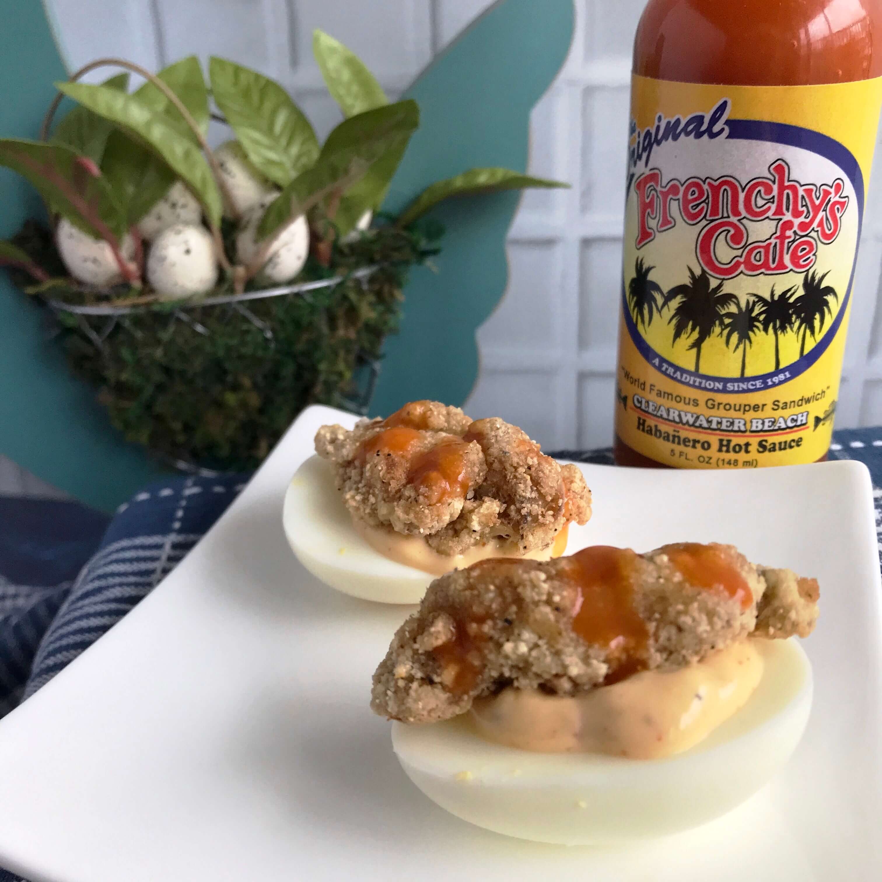 Cajun Deviled Eggs with Fried Oysters Recipe | Spicy Deviled Eggs Recipe | Easter Hardboiled Egg Leftovers | Nutrition Nuptials | Mandy Enright MS RDN RYT