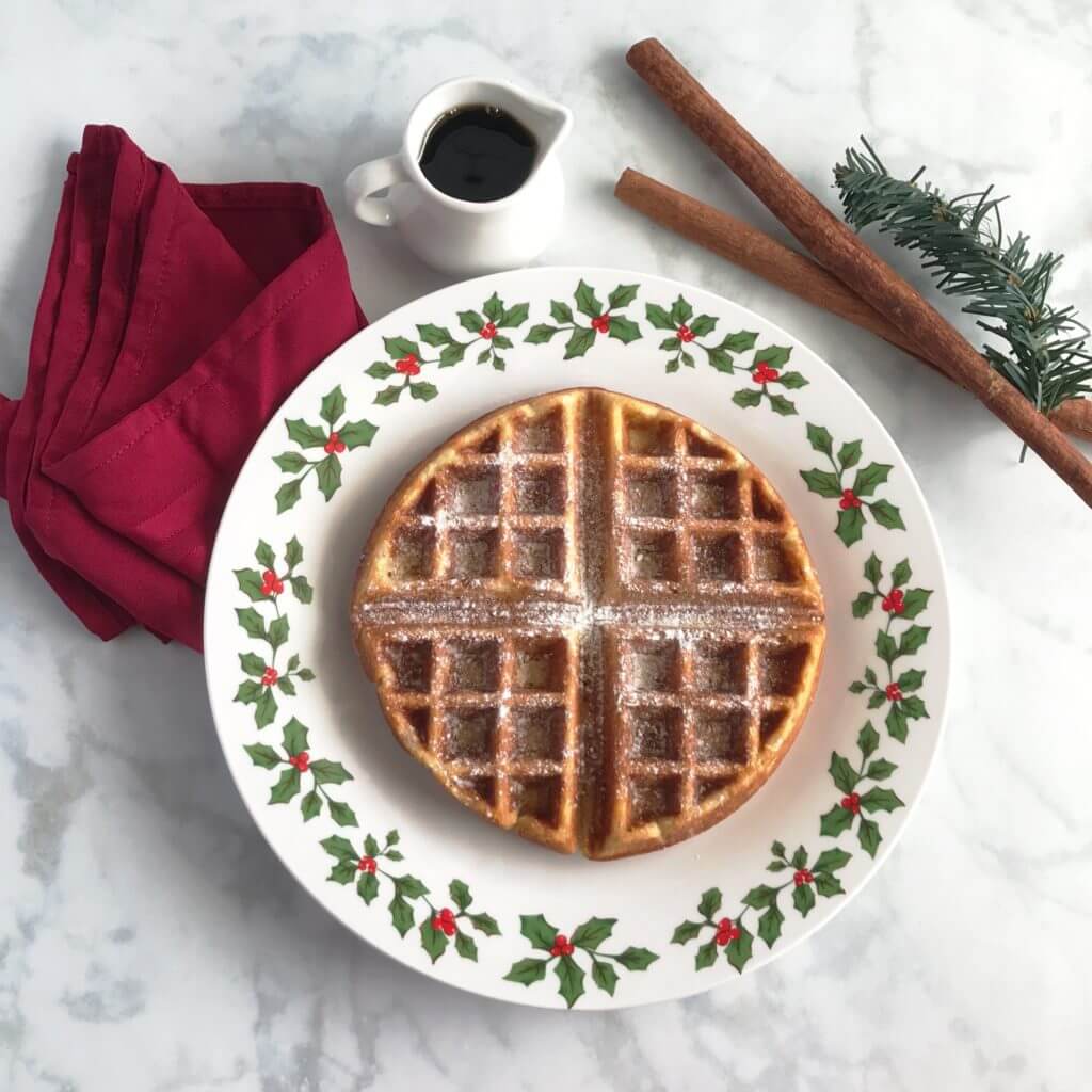 Eggnog Waffles with Maple Bourbon Syrup | Nutrition Nuptials | Mandy Enright MS RDN RYT