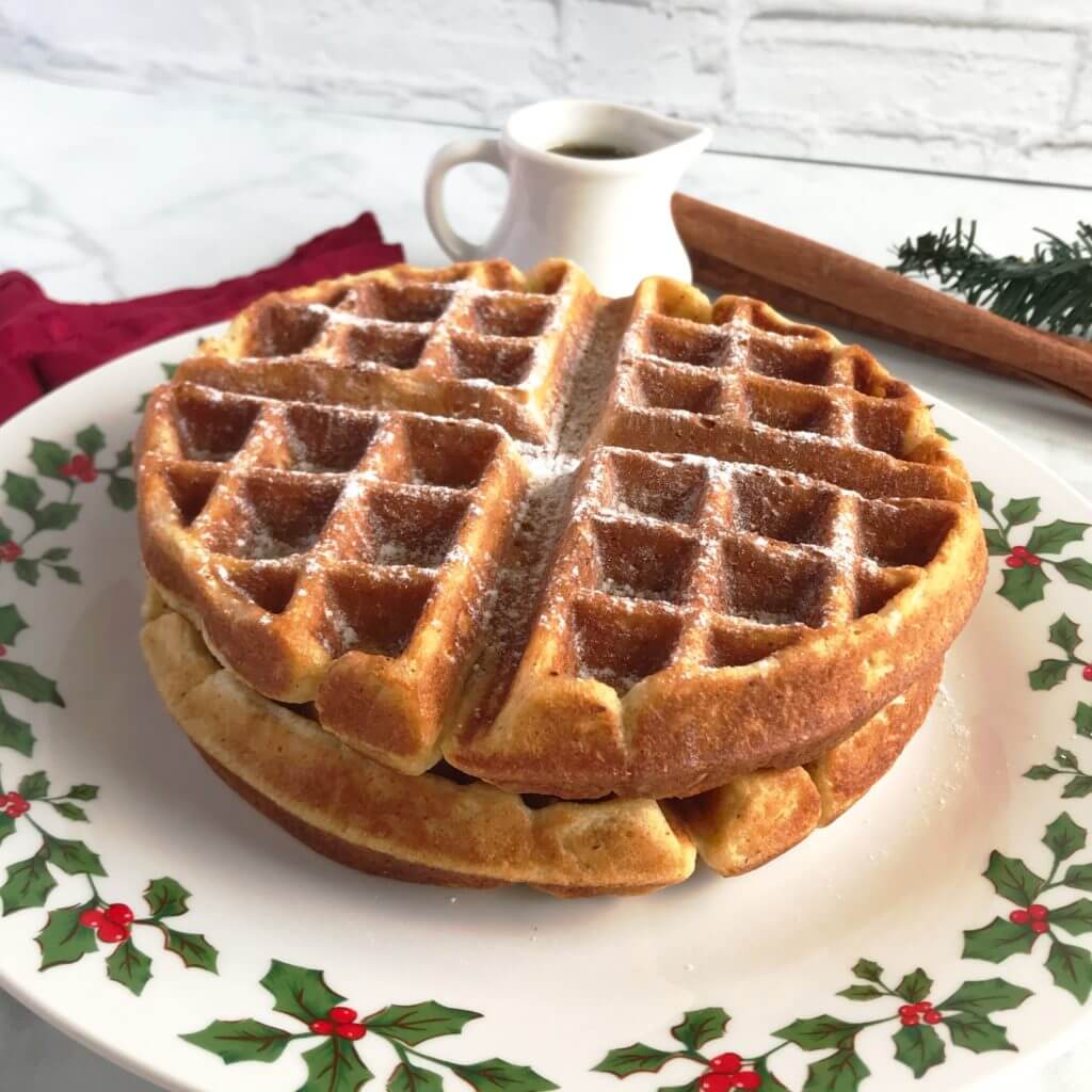 Eggnog Waffles with Maple Bourbon Syrup | Nutrition Nuptials | Mandy Enright MS RDN RYT