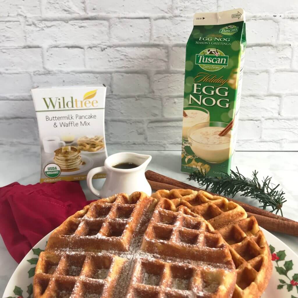 Eggnog Waffles with Maple Bourbon Syrup | Nutrition Nuptials | Mandy Enright MS RDN RYT
