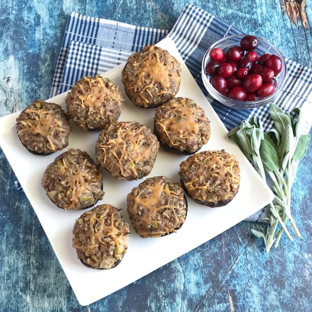 Walnut Stuffed Mushrooms with Cheddar, Apple & Sage | Nutrition Nuptials | Mandy Enright MS RDN RYT