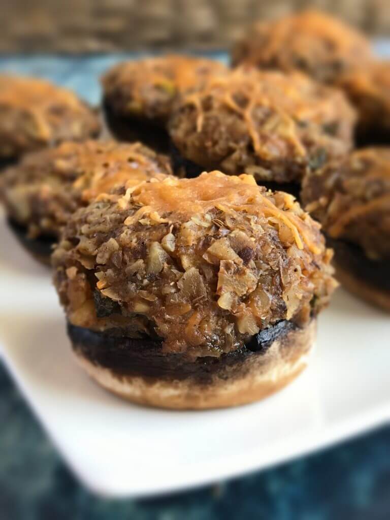 Walnut Stuffed Mushrooms with Cheddar, Apple & Sage | Nutrition Nuptials | Mandy Enright MS RDN RYT