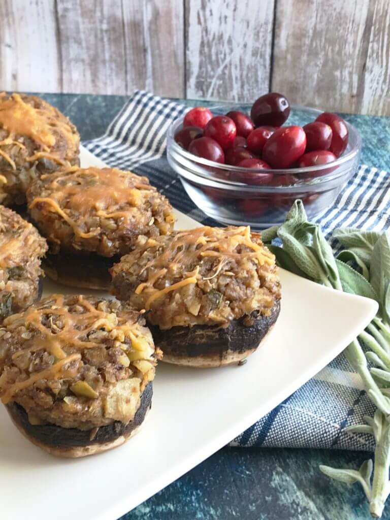 Walnut Stuffed Mushrooms with Cheddar, Apple & Sage | Nutrition Nuptials | Mandy Enright MS RDN RYT