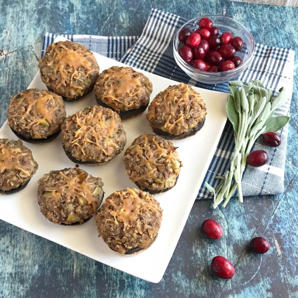 Walnut Stuffed Mushrooms with Cheddar, Apple & Sage | Nutrition Nuptials | Mandy Enright MS RDN RYT