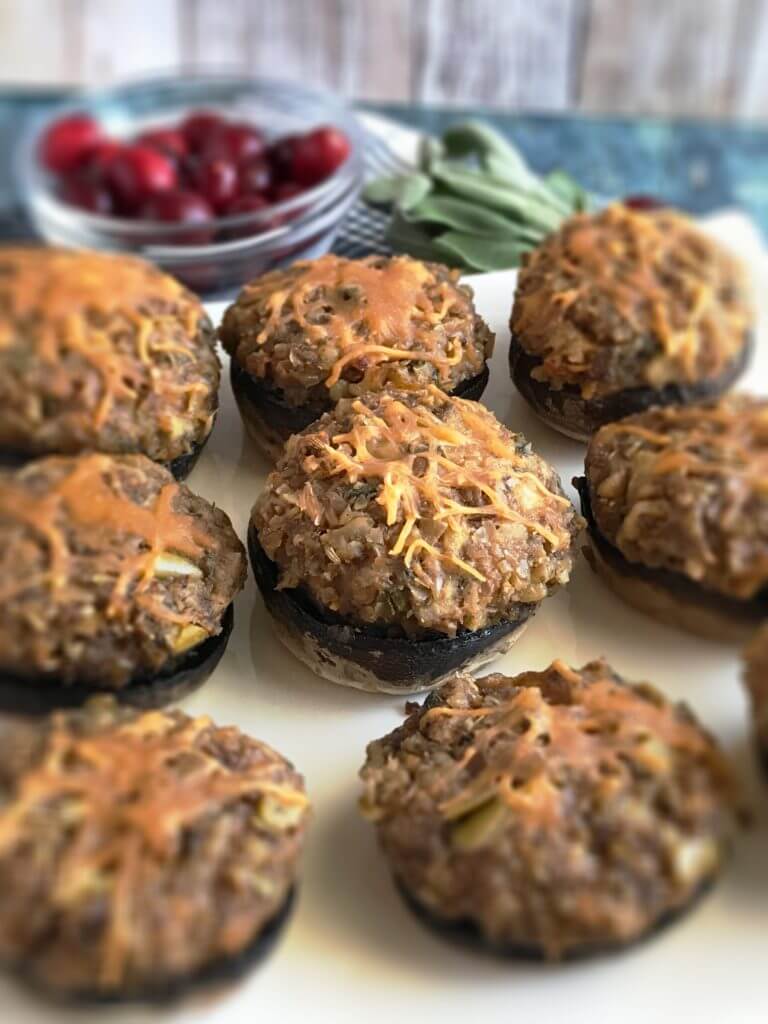 Walnut Stuffed Mushrooms with Cheddar, Apple & Sage | Nutrition Nuptials | Mandy Enright MS RDN RYT