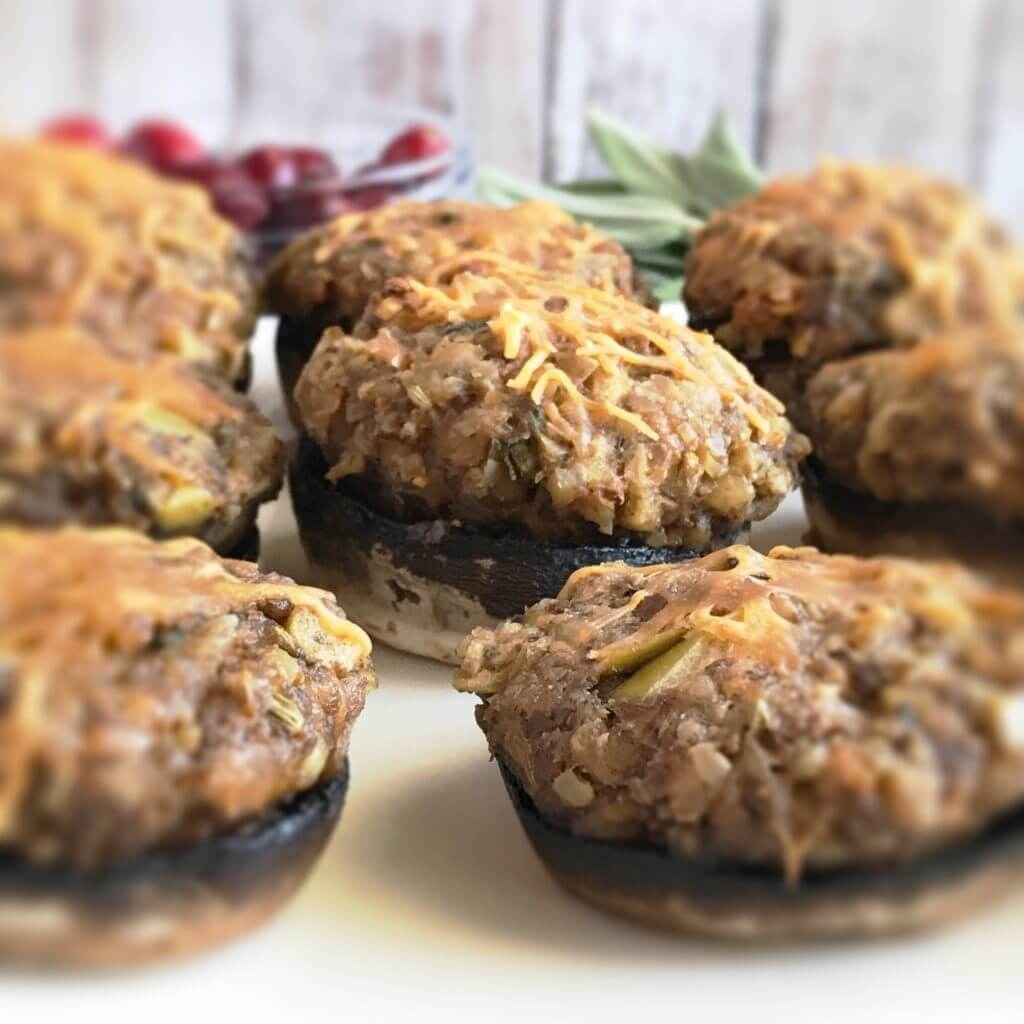 Walnut Stuffed Mushrooms with Cheddar, Apple & Sage | Nutrition Nuptials | Mandy Enright MS RDN RYT