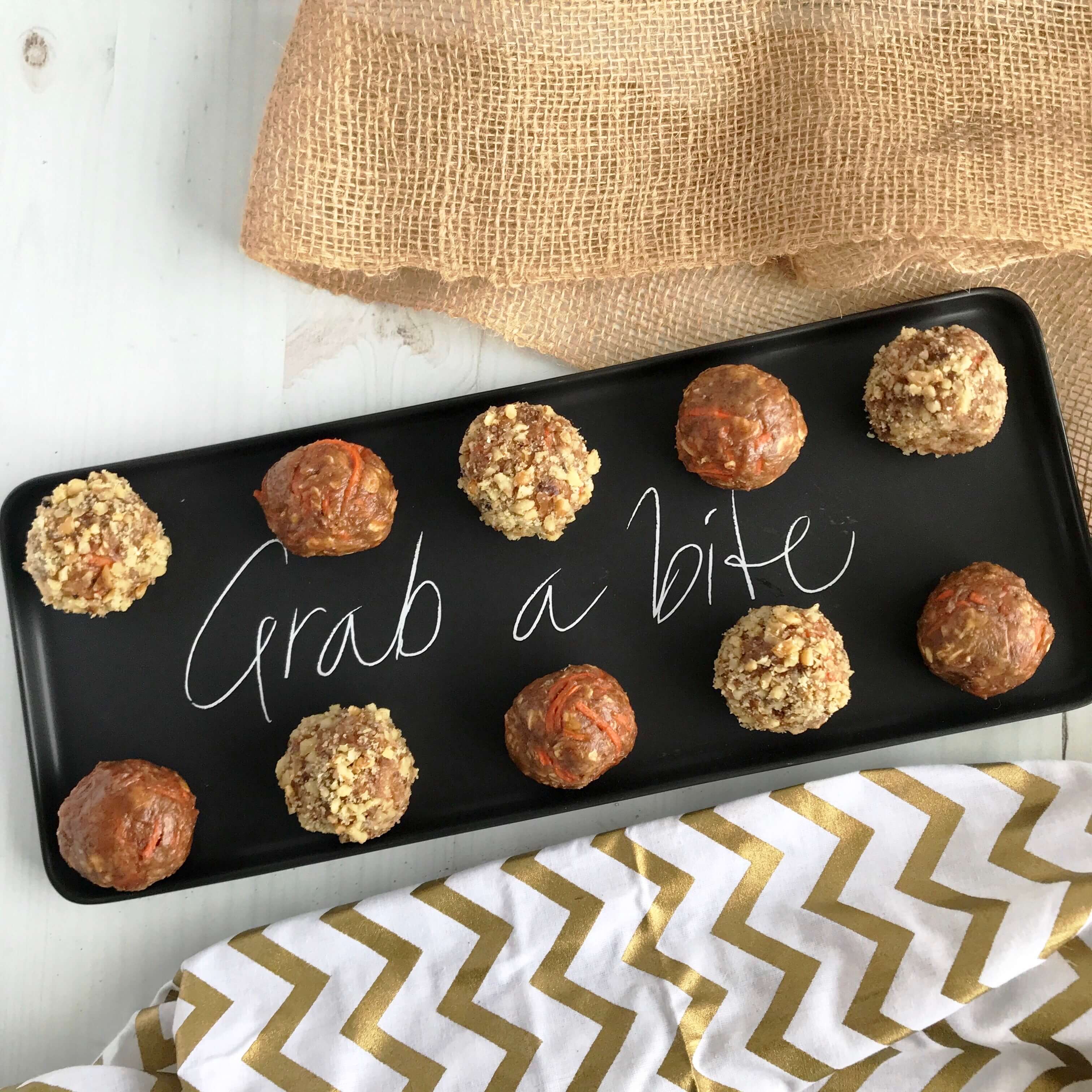 Carrot Cake Protein Bites | Energy Balls | Carrot Cake Protein Bites | Nutrition Nuptials | Mandy Enright MS RDN RYT