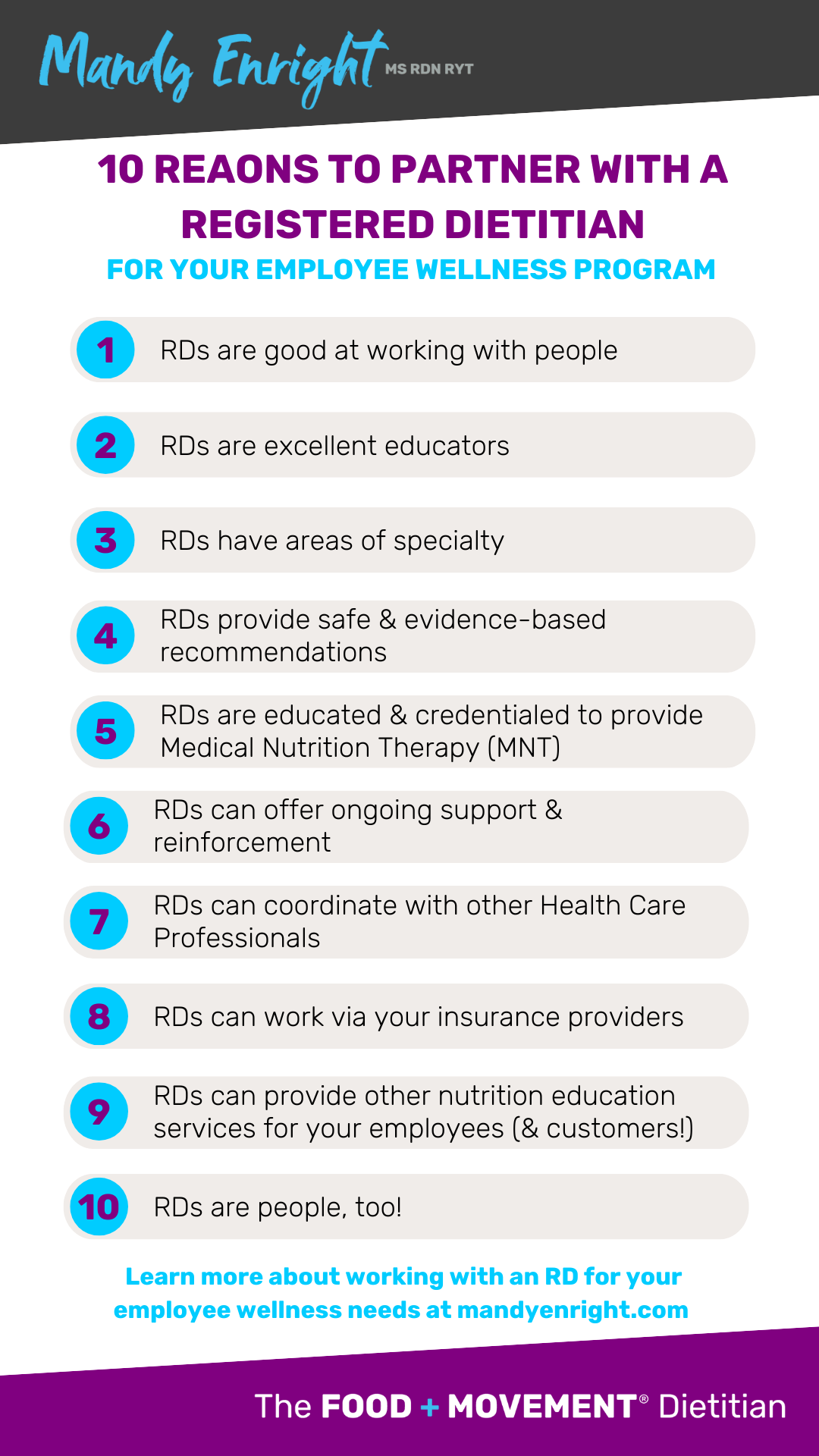 10 Reasons to Partner with a Registered Dietitian for Your Employee Wellness Program